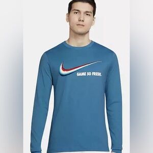 Nike Blue Graphic Long Sleeve Tee
